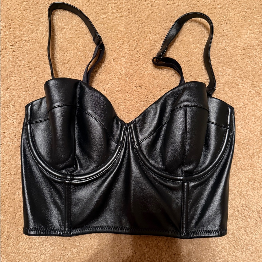 Faux Leather Black Bustier Victoria’s Secret